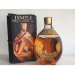 1960S OR 1970S DIMPLE HAIG SCOTCH WHISKY BOTTLE WITH WIRE MESH, ORIGINAL PRESENTATION BOX AND