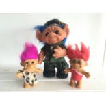 GROUP OF THREE ORIGINAL TROLL DOLLS / TROLLS (3). FREE UK DELIVERY. NO VAT.