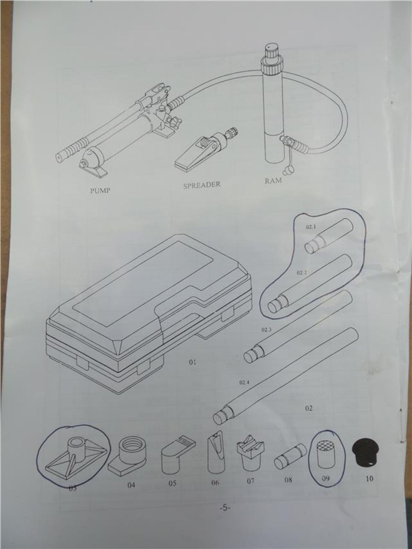 4 Ton Body Repair Kit (WORKING 0876) This is missing 2 attachments (see images Parts 3 & 9) ** Ex- - Image 2 of 2