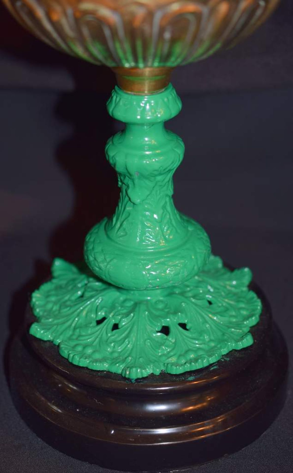 Early 20th Century Oil Lamp With Green Shade - Image 2 of 3