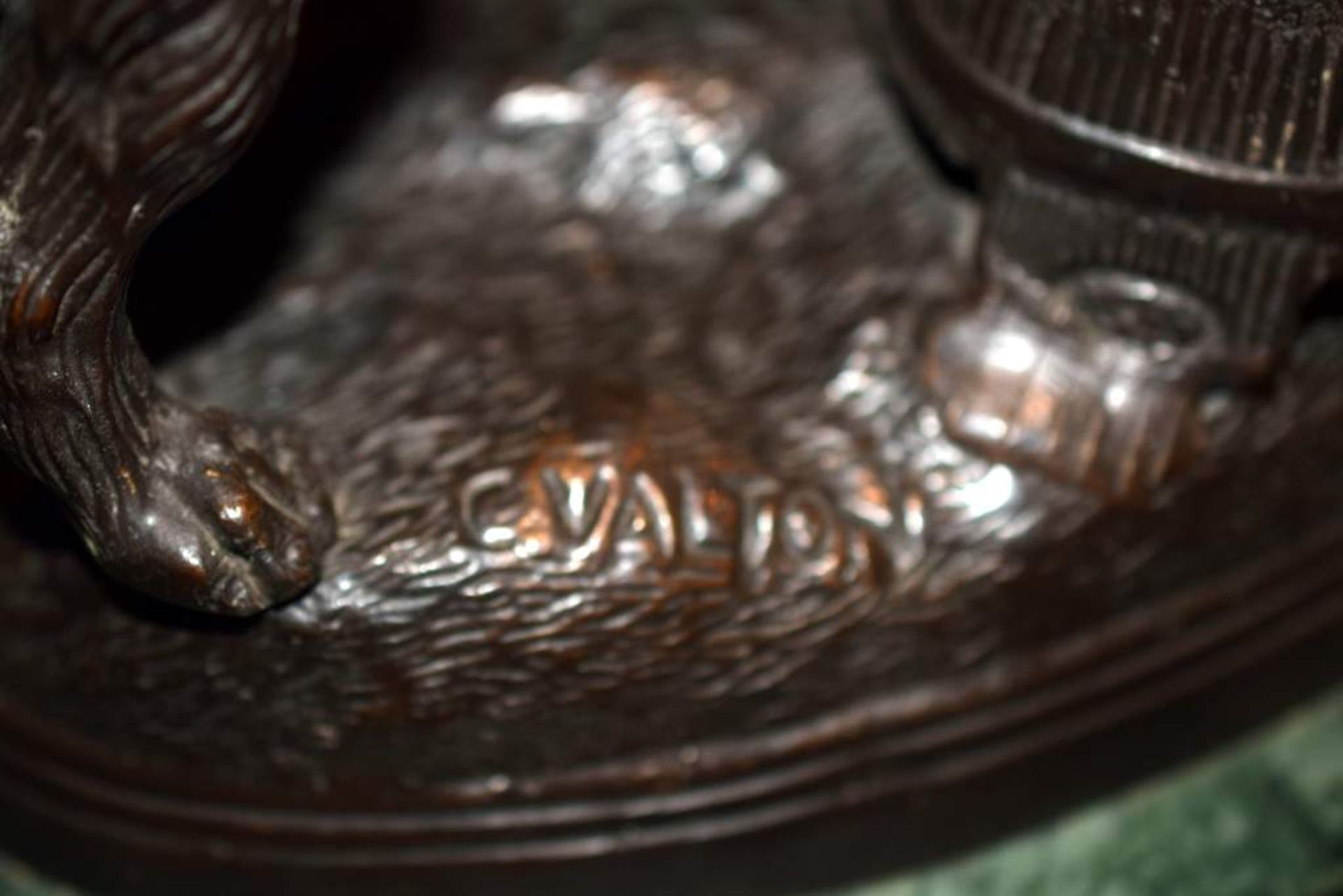 Bronze Sculpture Of Mastiff Dog Tied To Fence - Image 3 of 4