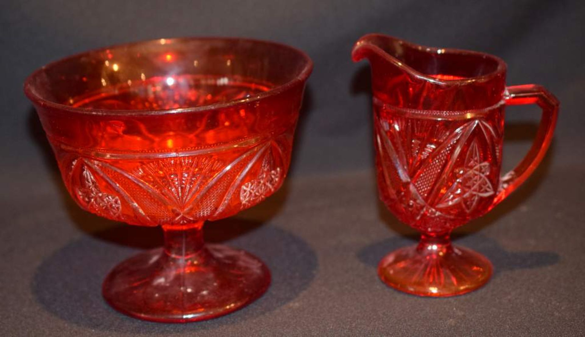 Rare American Red Indiana Carnival Glass. No reserve.