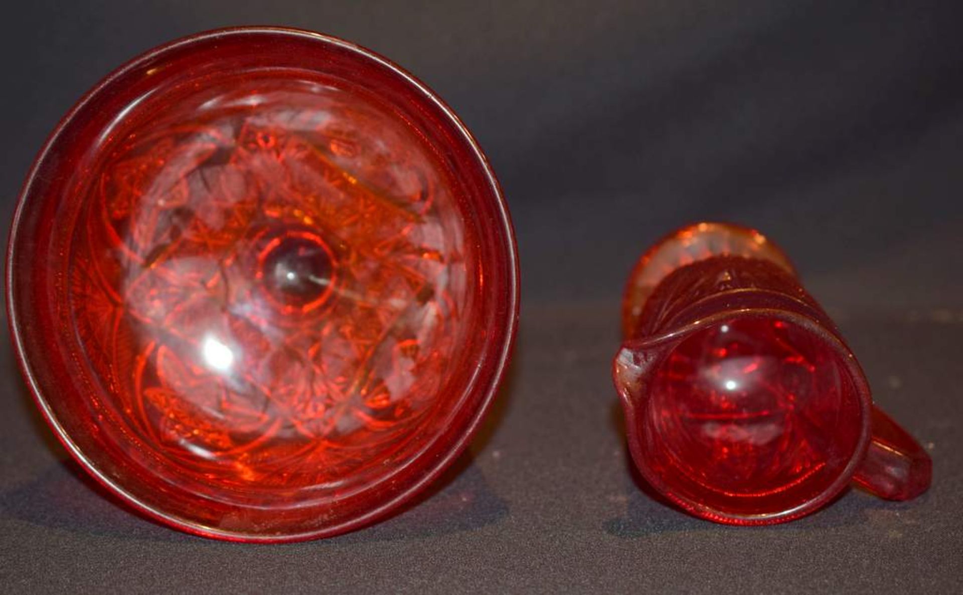 Rare American Red Indiana Carnival Glass. No reserve. - Image 2 of 2