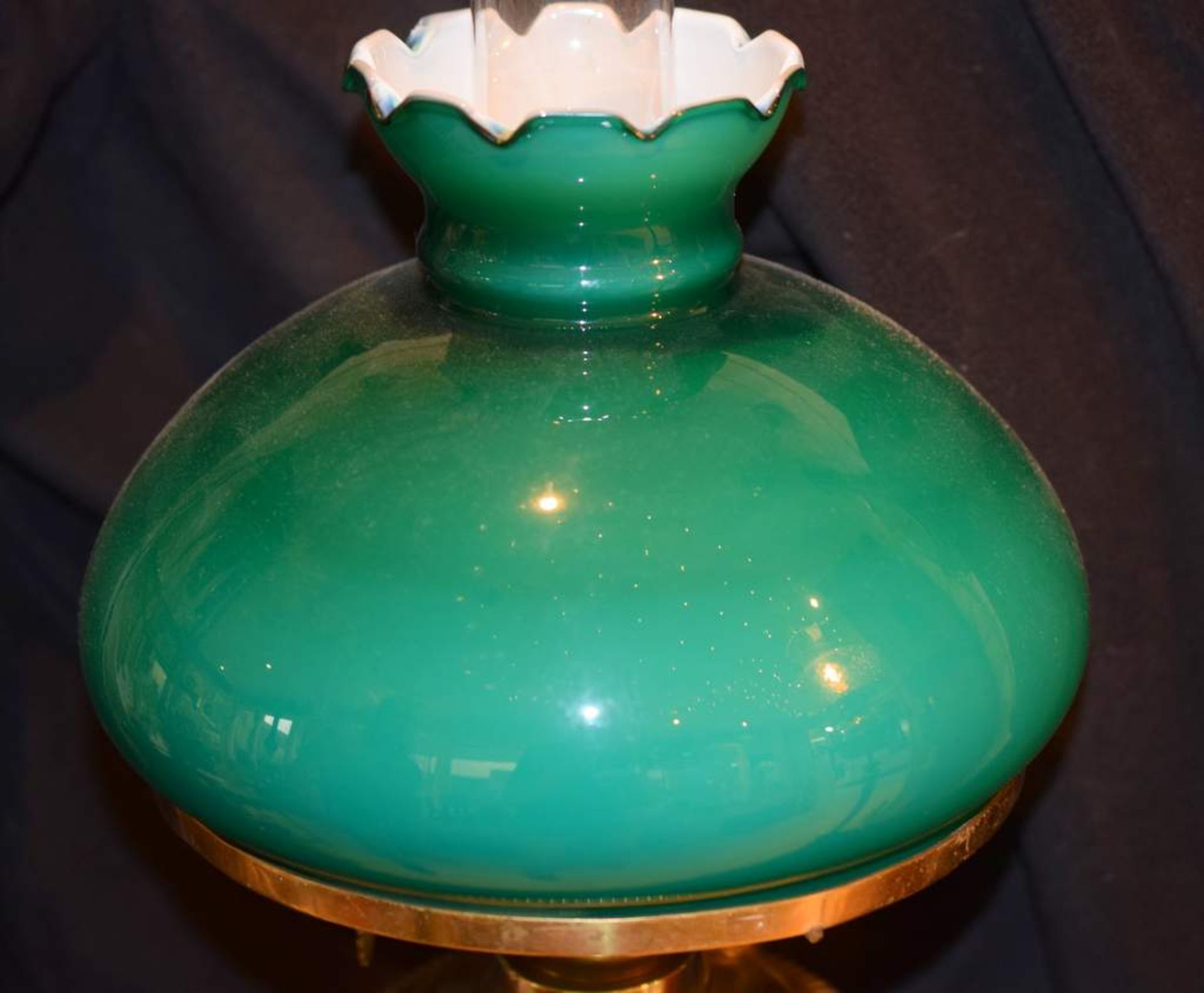 Early 20th Century Oil Lamp With Green Shade - Image 3 of 3