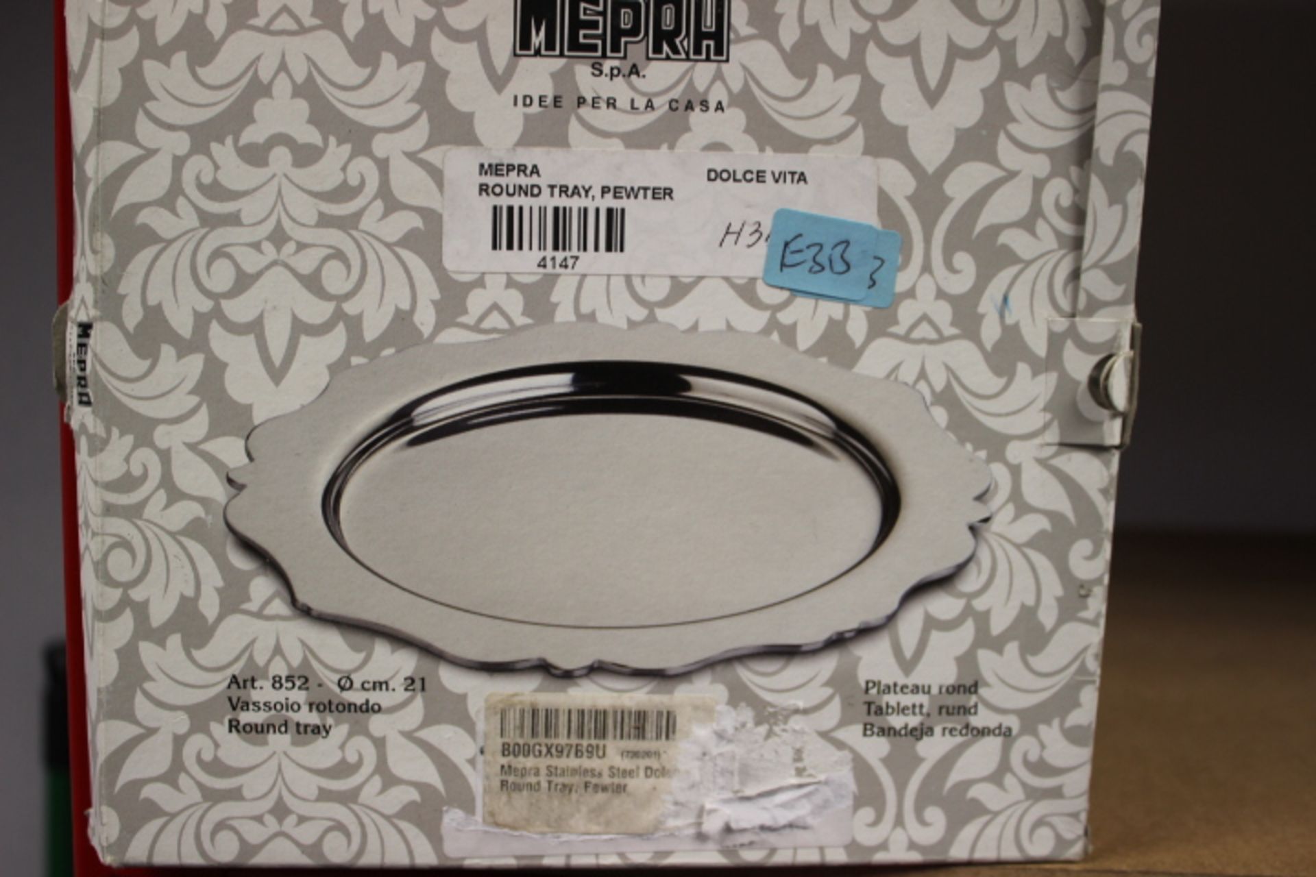 Mepra Stainless Steel Dolce Vita Round Tray, Pewter