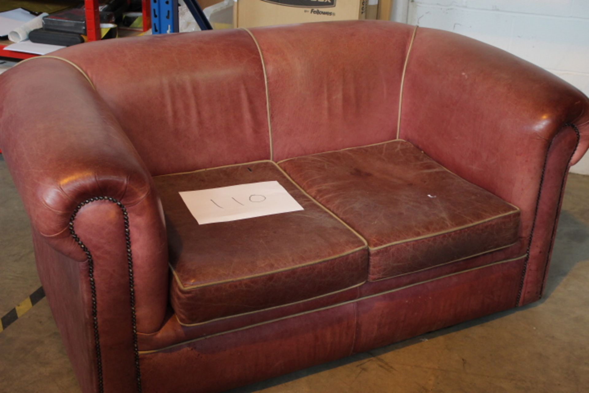 1 x 2 Seater Leather Sofa in Red Used