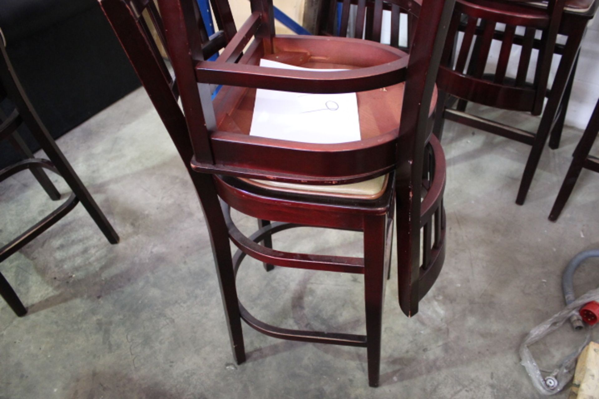 2 x Wooden Bar Stools with Cream Seat Used