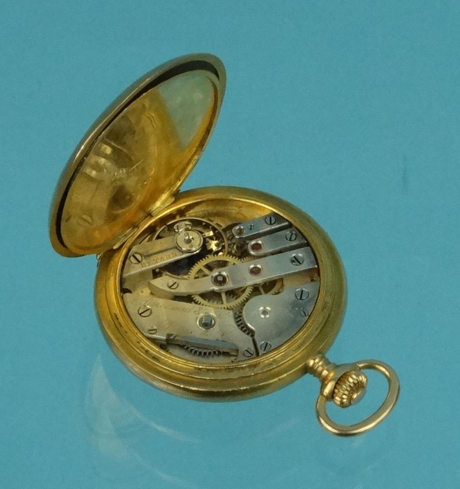 Antique 18 ct gold and Diamond pocket watch,signed L. Perrenoud & Co - Image 5 of 5