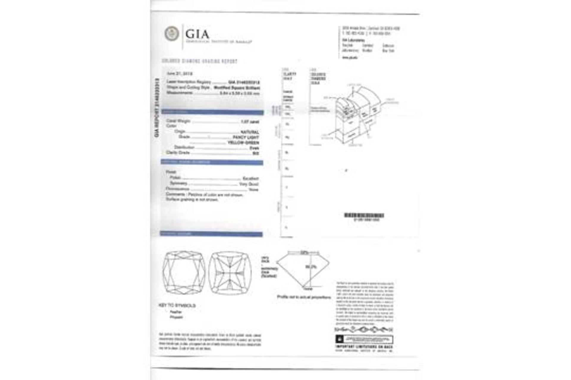 1.07 carat Modified Square Brilliant Diamond - Image 3 of 4