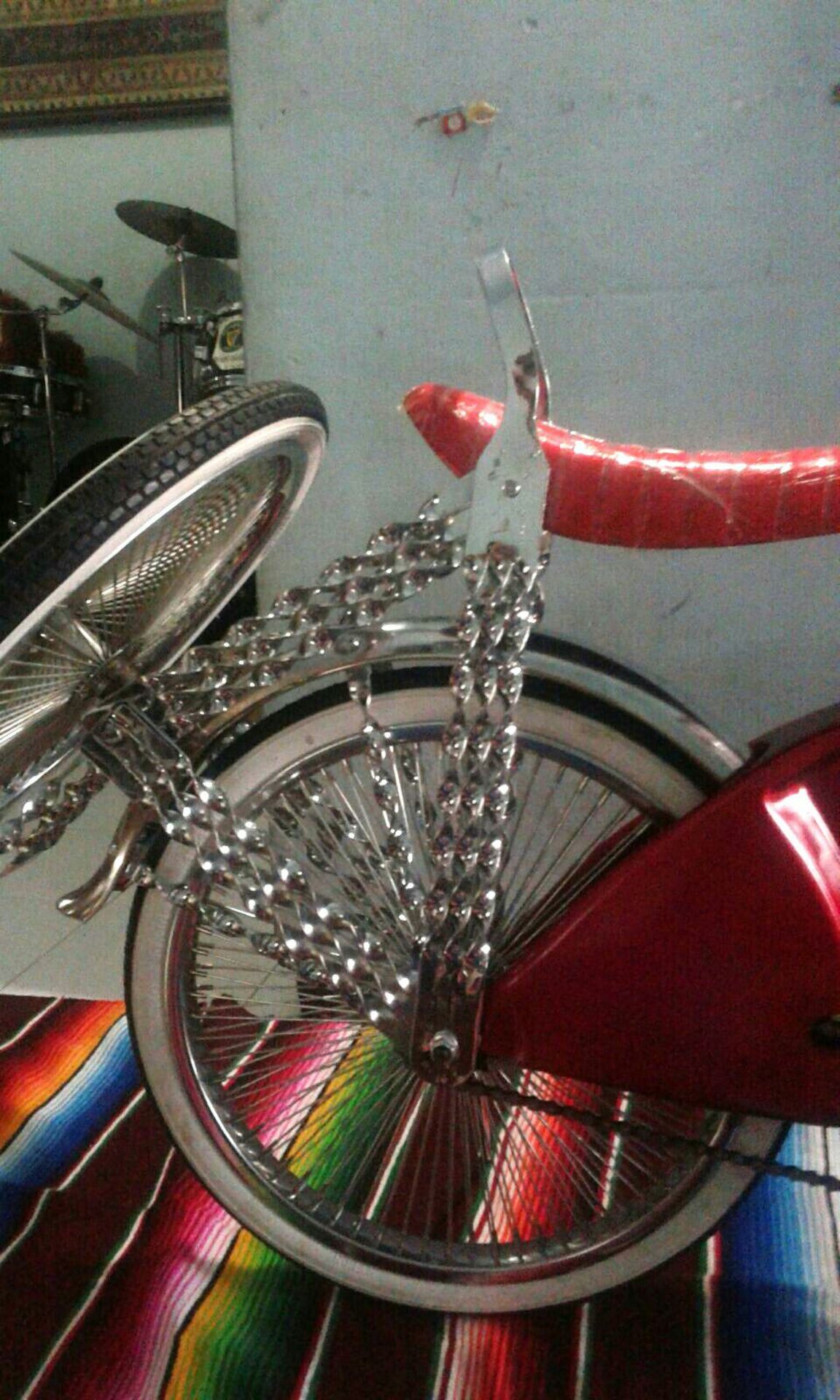 Custom Made American Lowrider Bicycle Bike. Candy Red Triple Twist Cruiser - Image 4 of 10