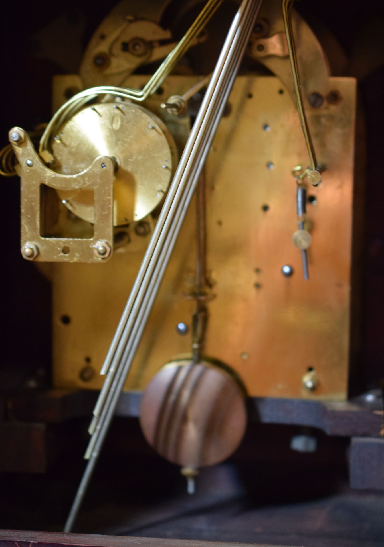 19th Century Junghams Mantel Clock In Mahogany And Walnut - Image 3 of 7