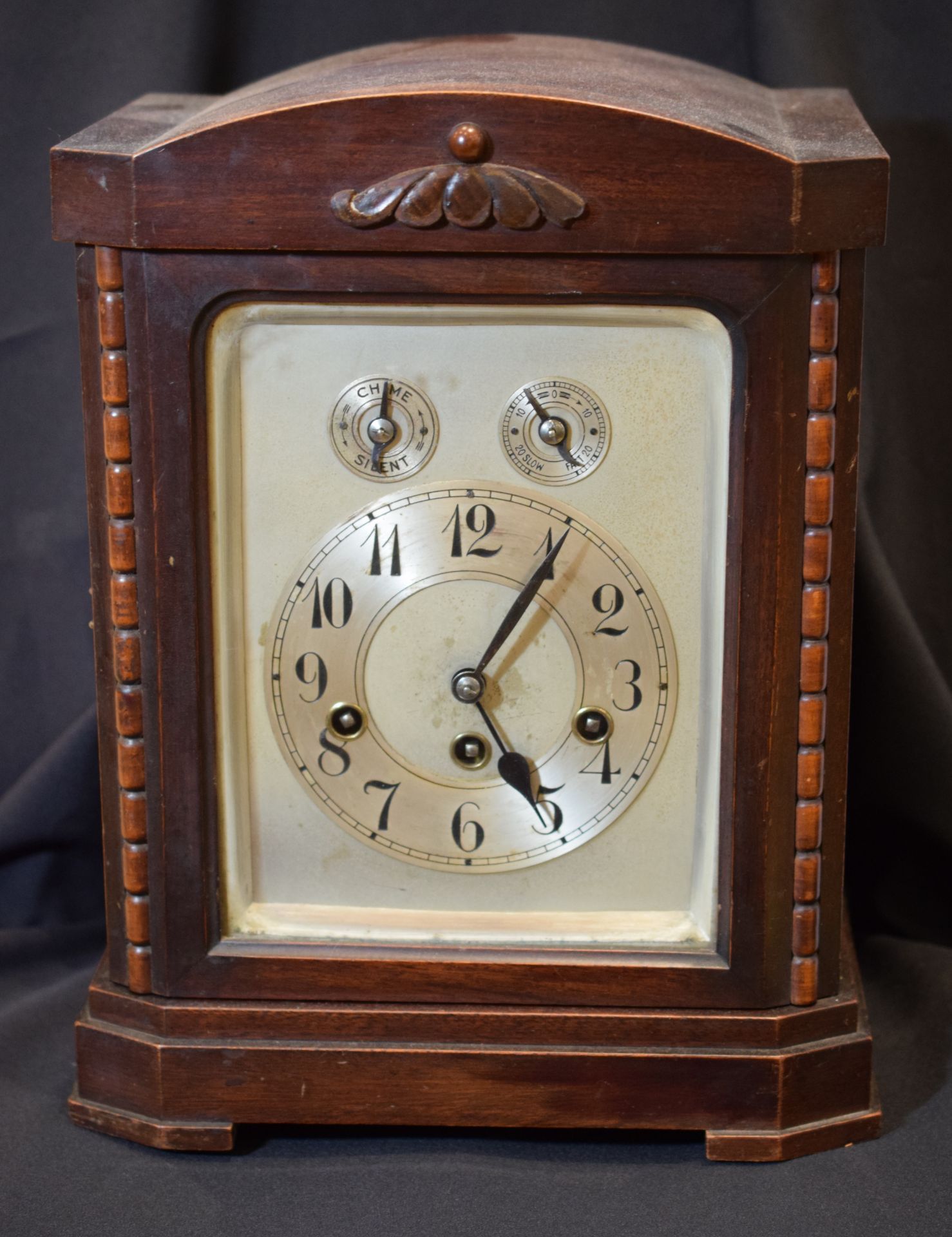 19th Century Junghams Mantel Clock In Mahogany And Walnut