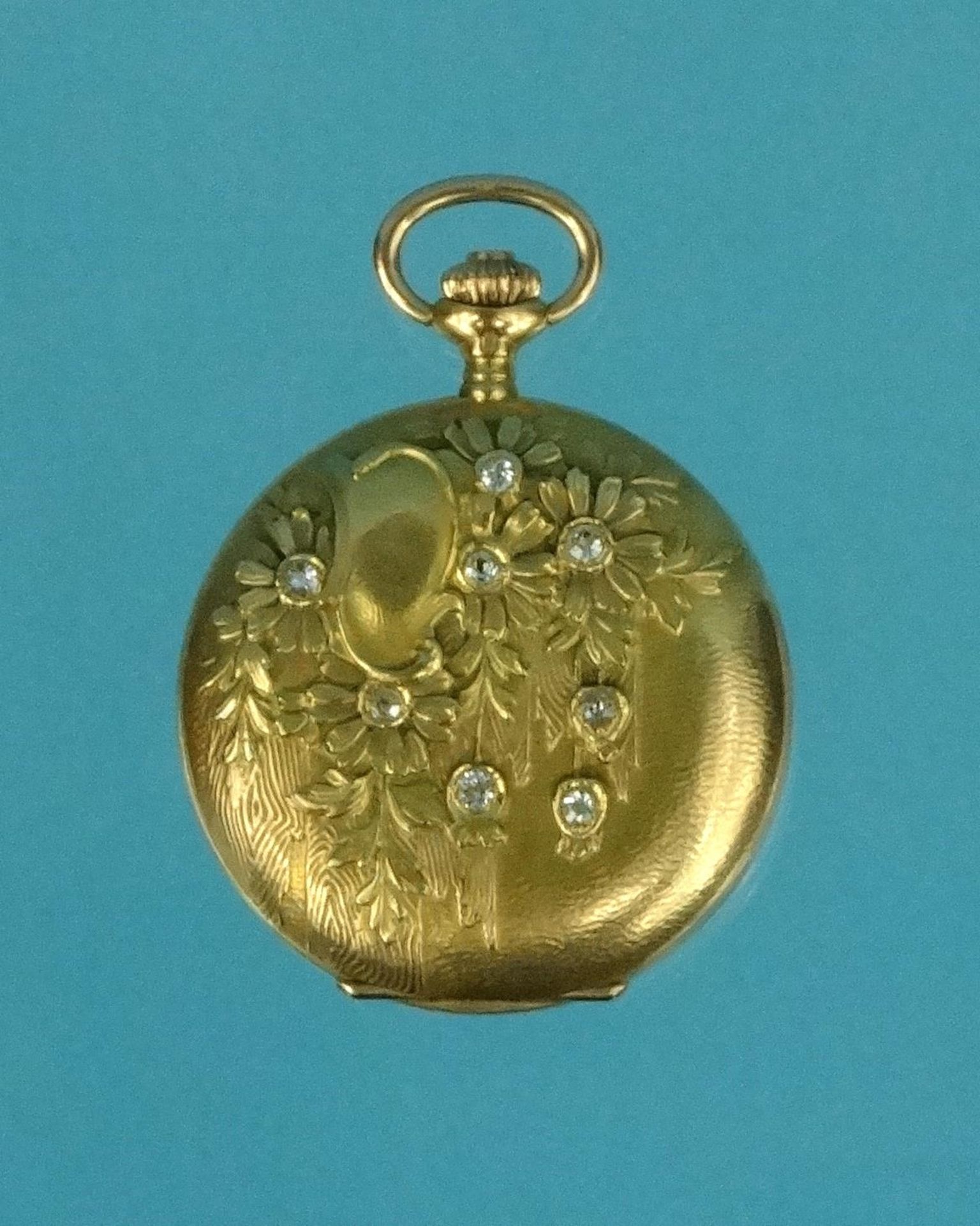 Antique 18 ct gold and Diamond pocket watch,signed L. Perrenoud & Co - Image 2 of 5