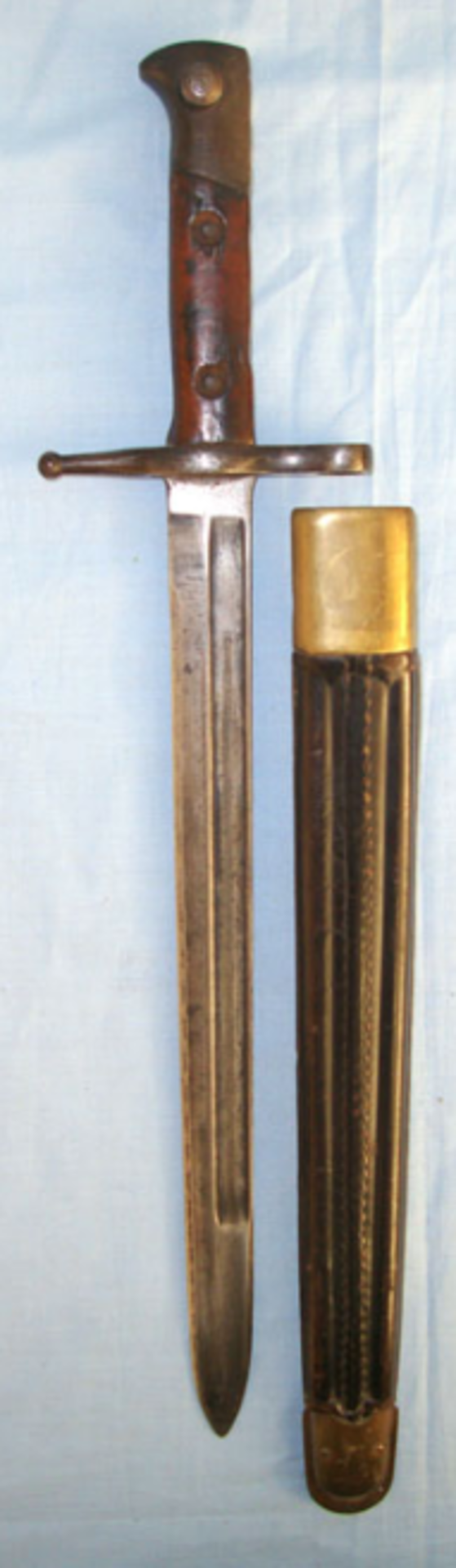 WW1 & WW2 Era Italian Model 1891 Mannlicher Carcano Rifle Sword Bayonet & Leather Scabbard - Image 3 of 3