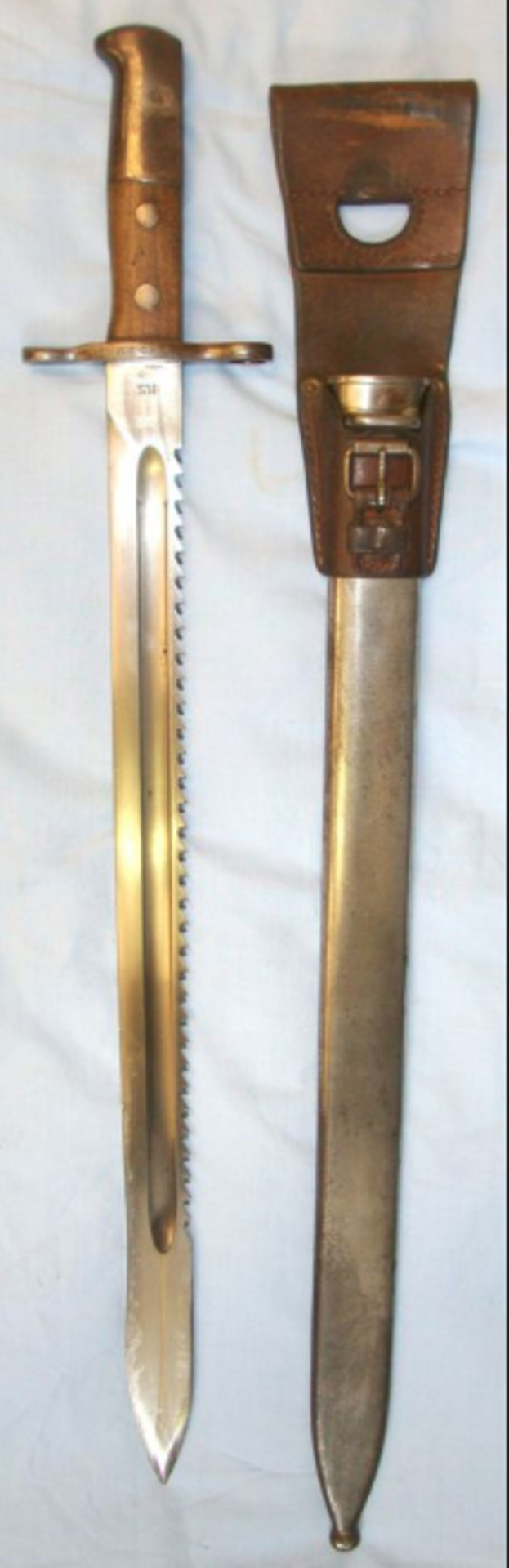 Swiss Model 1914 Sawback Sword Bayonet For M1889 Schmidt Rubin Rifles By HS & Scabbard