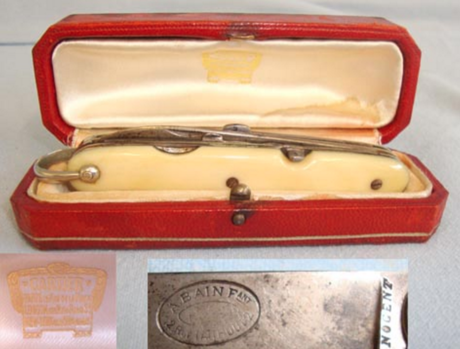 QUALITY, CARTIER RETAILED Cased C1920’s French Gentleman’s Nogent Folding Multi Blade Pocket Knife - Image 2 of 3