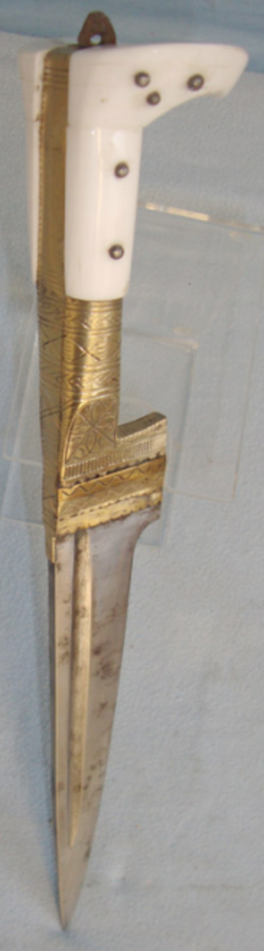 Early 20th Century Pesh-Kabz Choora / Khyber Afghan Knife With Ivorine Sectioned Grips & Scabbard - Image 2 of 3