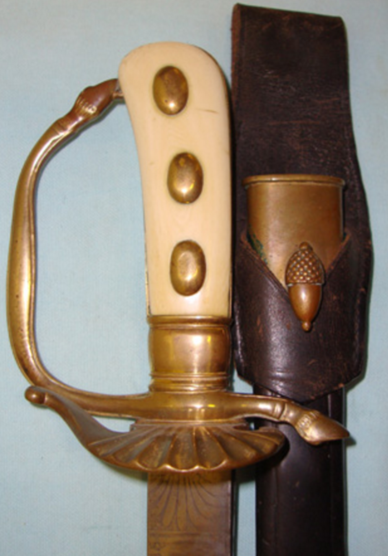 Early German Hunting Dagger Sidearm, scabbard & frog - Image 3 of 3