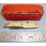 QUALITY, CARTIER RETAILED Cased C1920’s French Gentleman’s Nogent Folding Multi Blade Pocket Knife