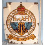 Original Large WW2 British Navy Army & Air Force (NAAFI) Kings Crown Enamelled Metal Sign