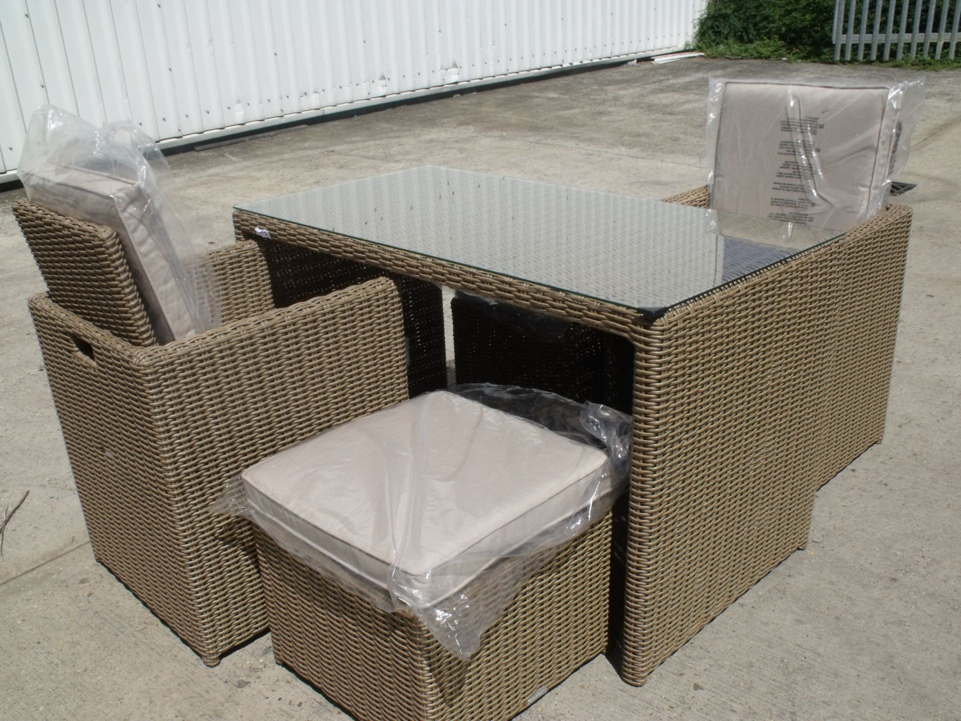 Toscana Set with cream cushions All Weather Rattan 2 Seat Cube Set With Footstools Ideal for tight
