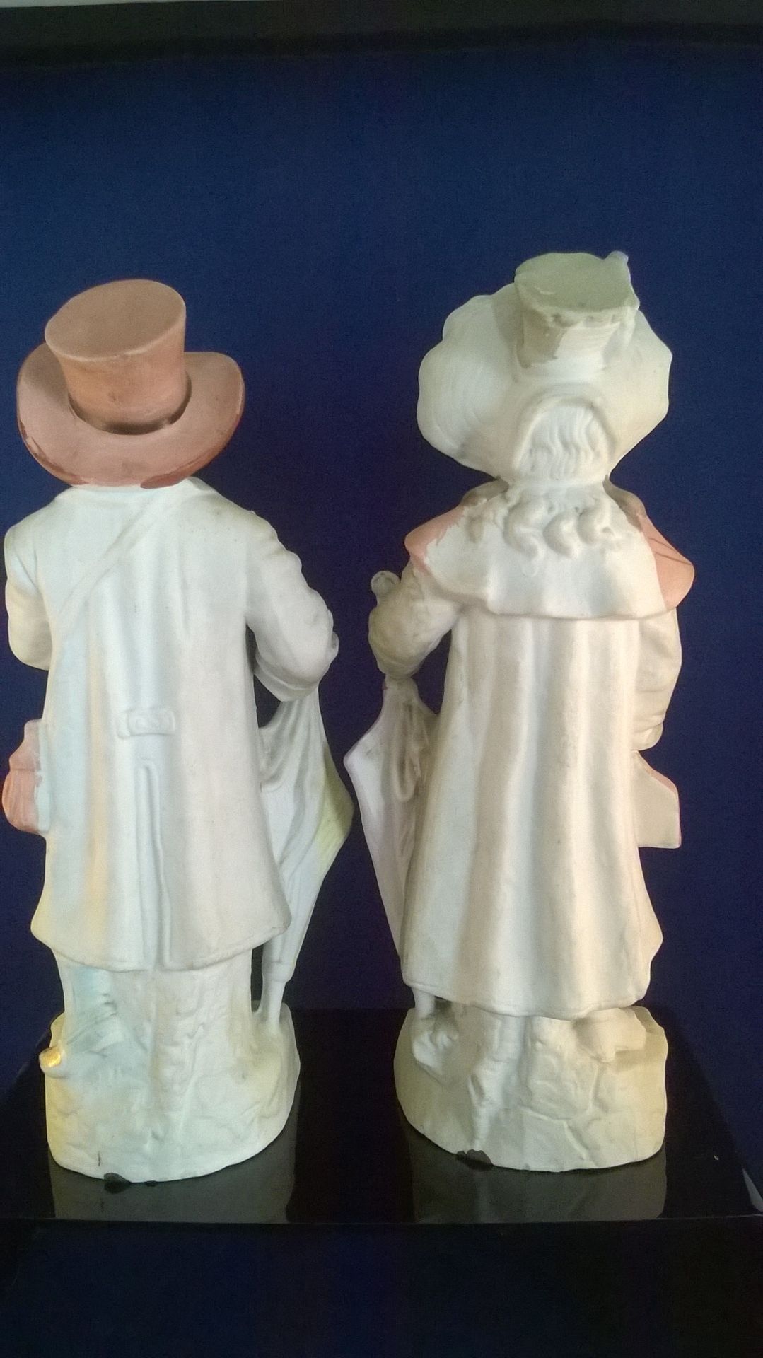 PAIR OF DELILGHTFUL LARGE BISQUE CHINA FAIRINGS "I AM OFF FOR A LONG JOURNEY" and "I AM OFF WITH - Image 2 of 3