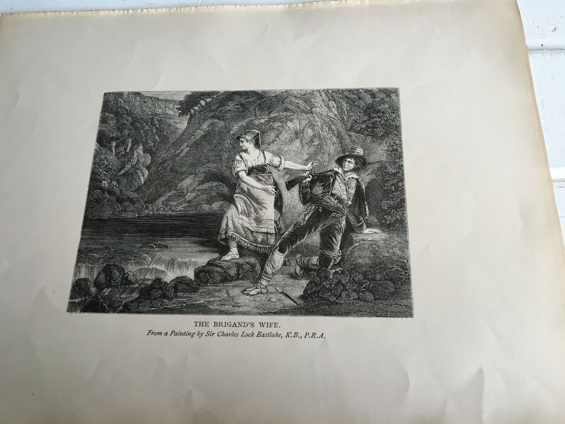 AN ENGRAVING c1900 OF A PAINTING BY SIR CHARLES LOCK EASTLAKE (1793 - 1865 ). "THE BRIGAND'S