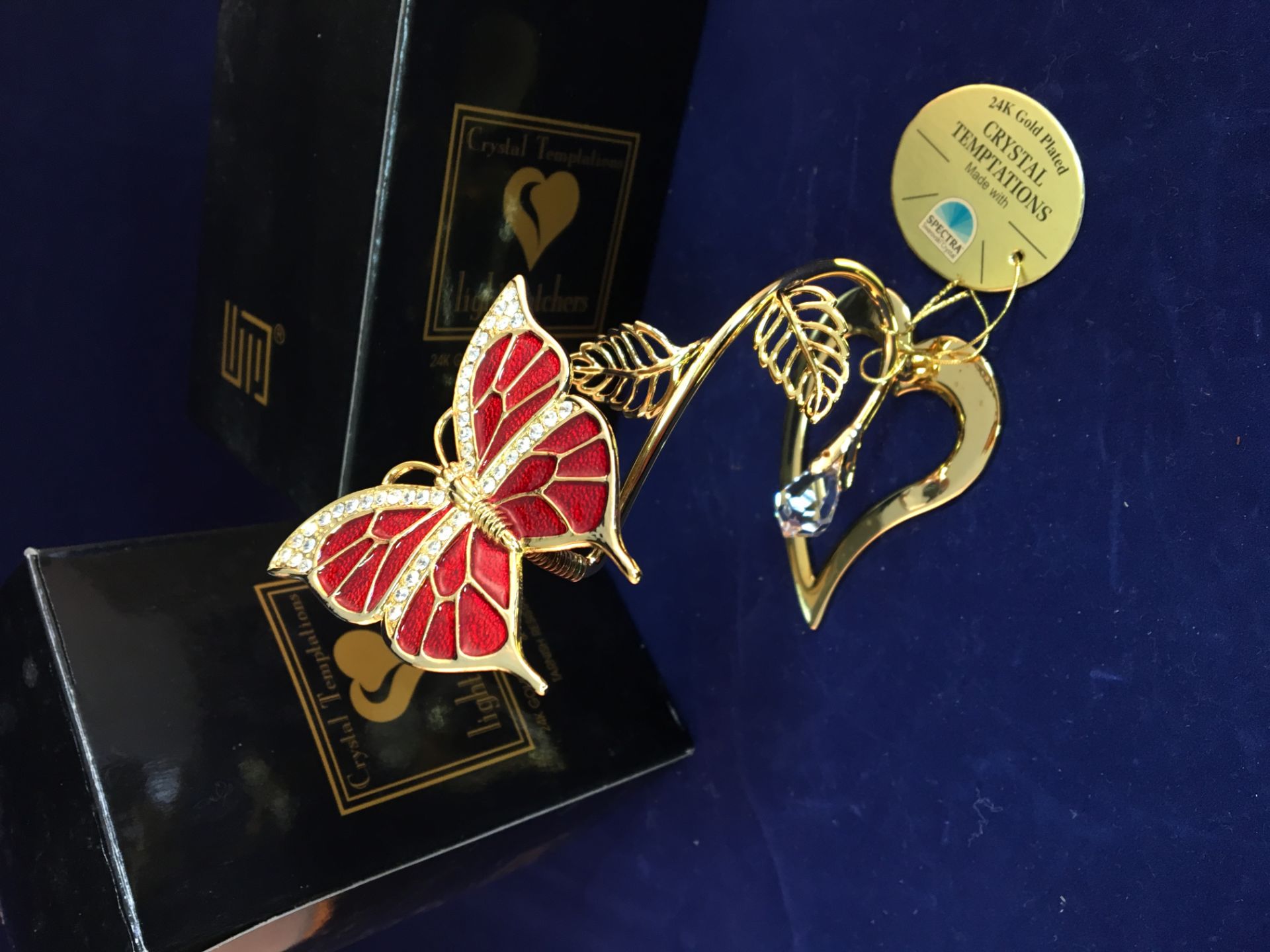 BRAND NEW (WHOLESALE CLEARANCE) LOT OF TWO 24K GOLD PLATED SWAROVSKI CRYSTAL TEMPTATIONS LIGHT