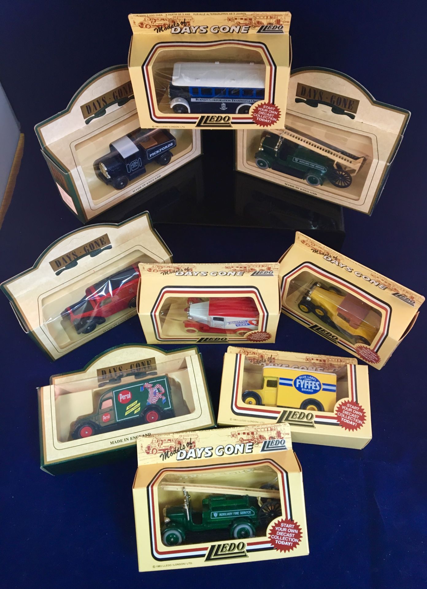 GROUP OF NINE LLEDO DAYS GONE BOXED DIE CAST VEHICLES. FREE UK DELIVERY. NO VAT.