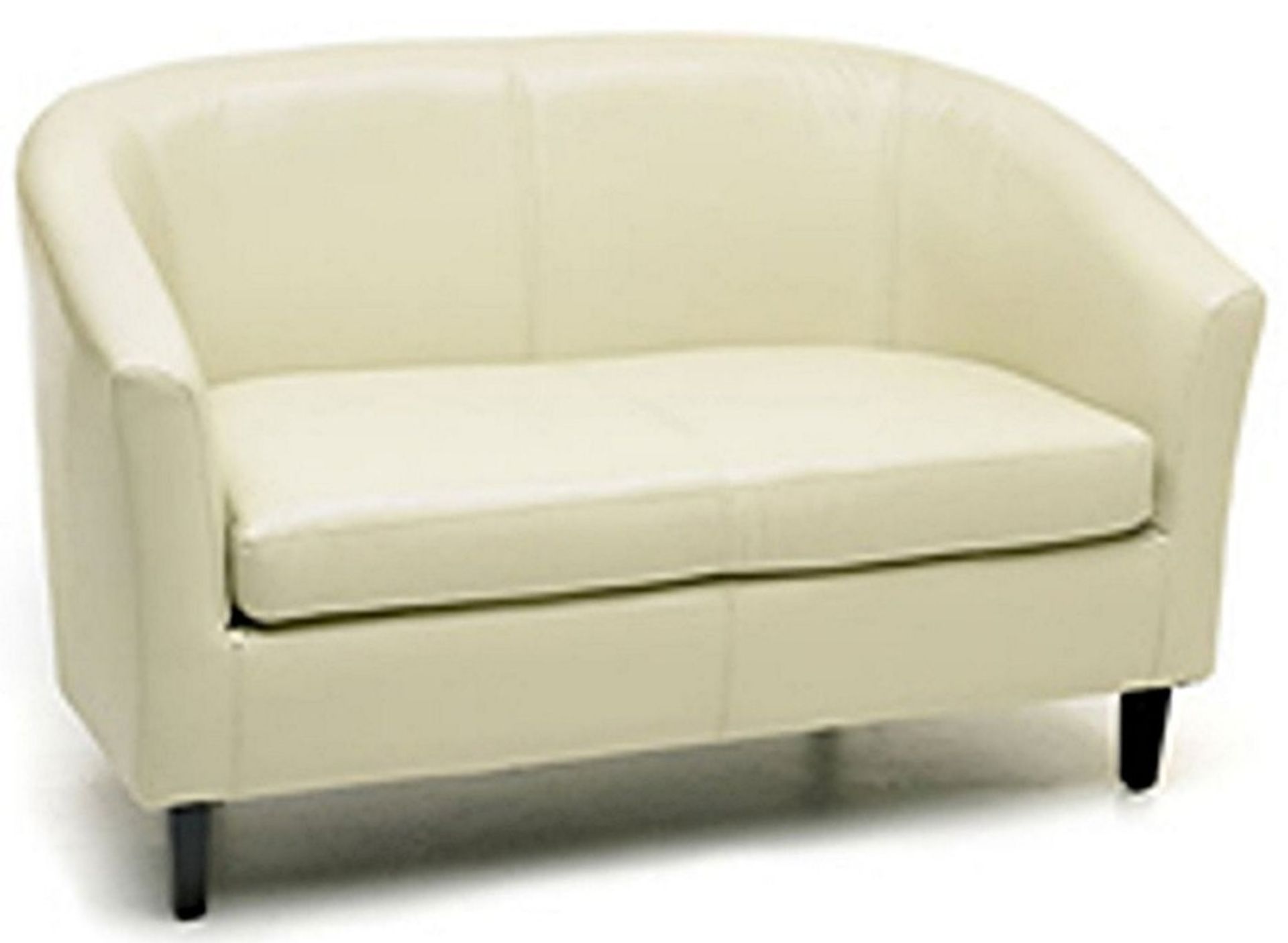 Brand new boxed direct from the manufacturers, Cream faux leather 2 seater tub sofa with dark brow