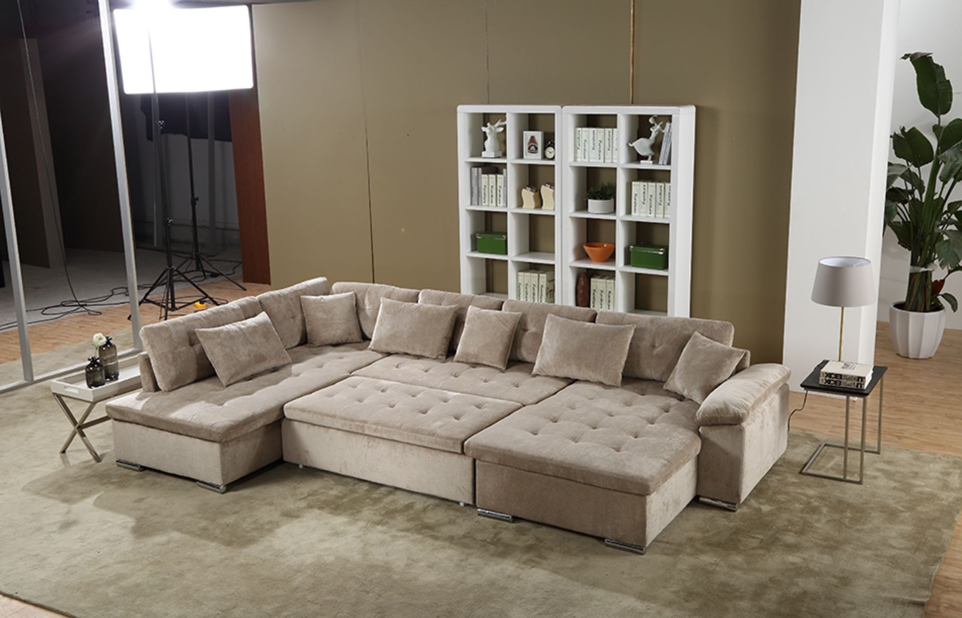 SCAFATI FABRIC CORNER SOFA BED