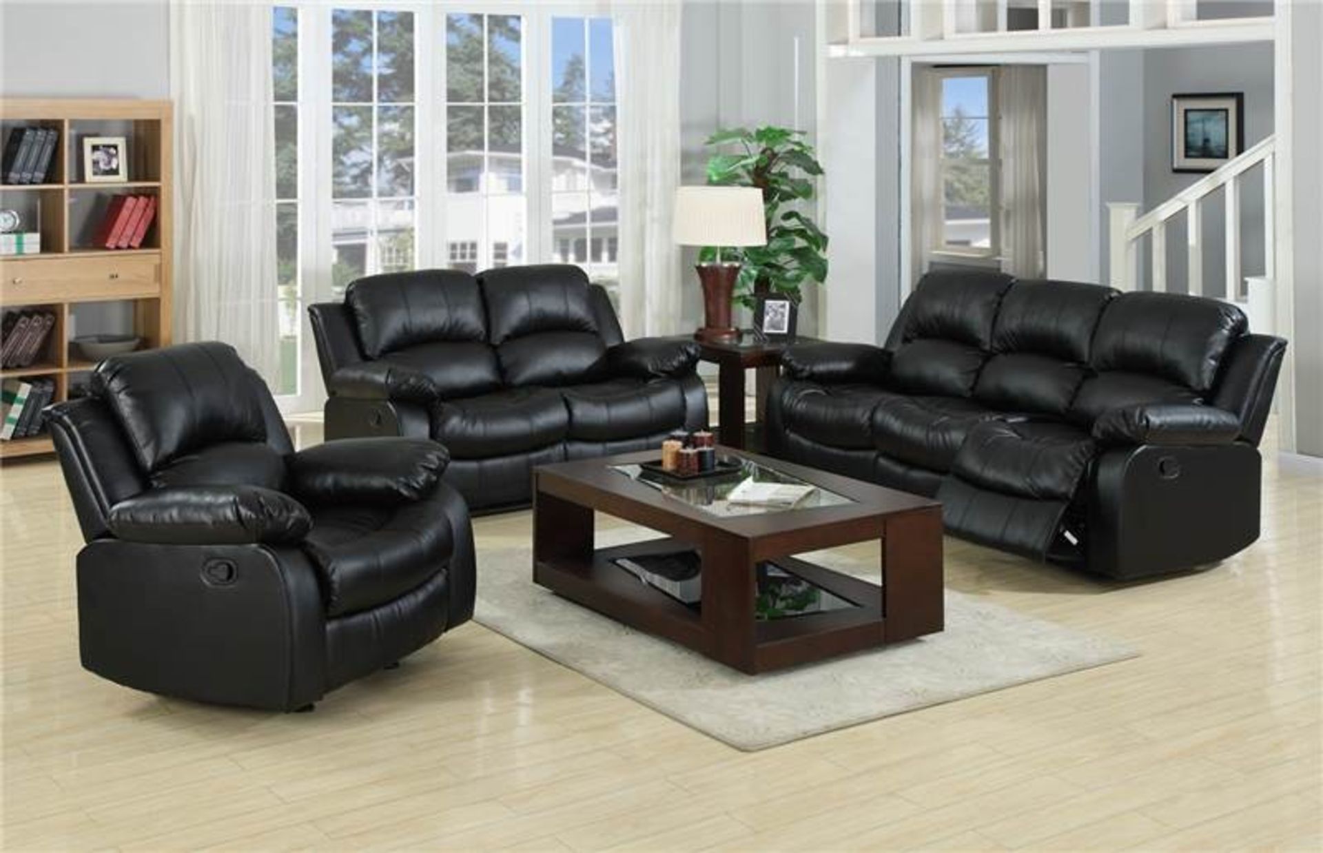 Brand new direct from the manufacturers 3 seater and 2 seater supreme valance black leather sofas