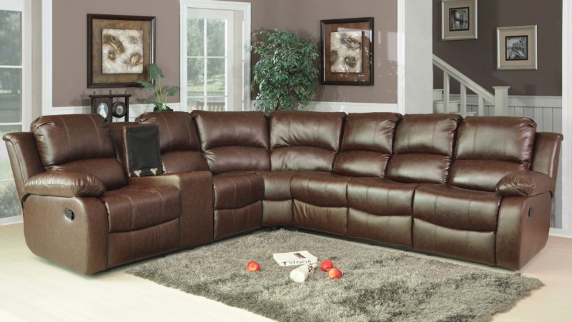 Brand new boxed direct from the manufacturers supreme valance leather reclining corner sofa with con