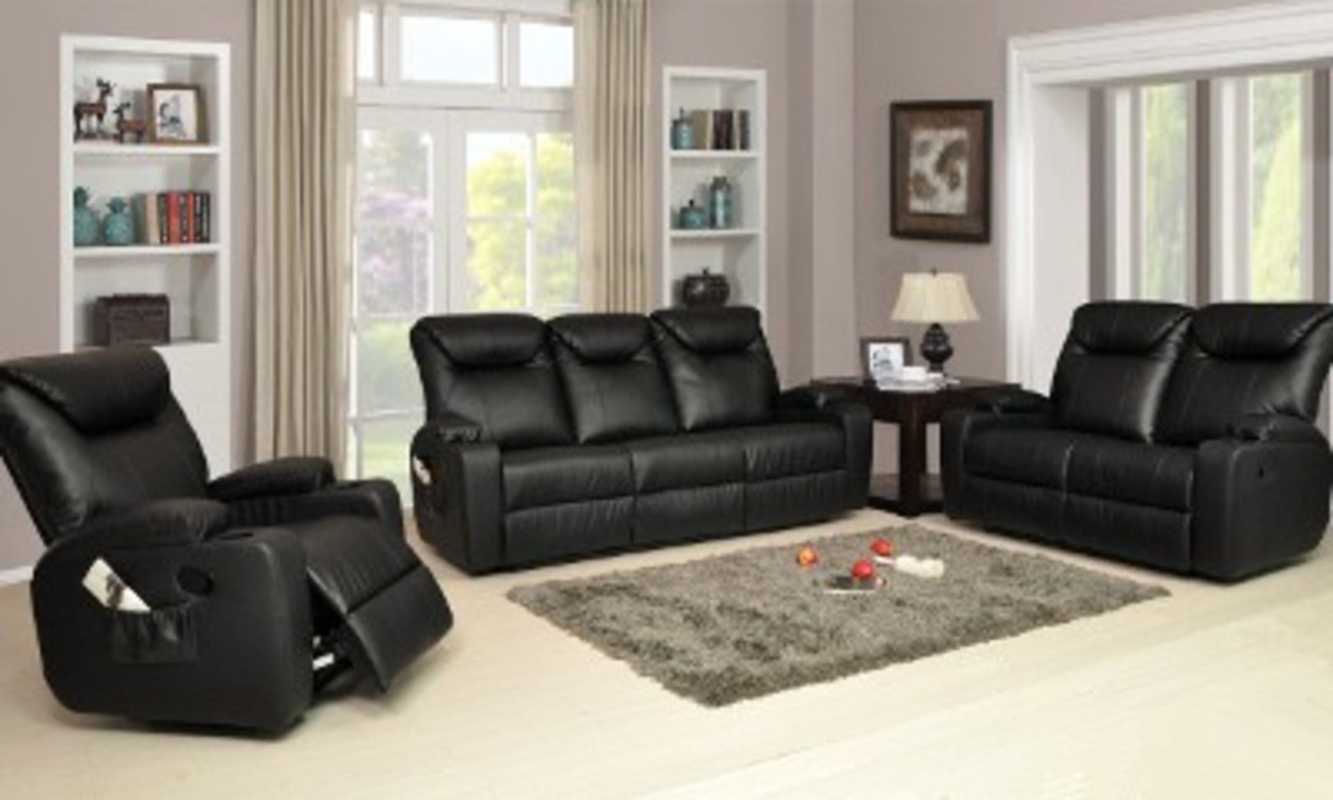 Brand new boxed direct from the manufacturers 3 seater and 2 arm chairs lazy boy in black