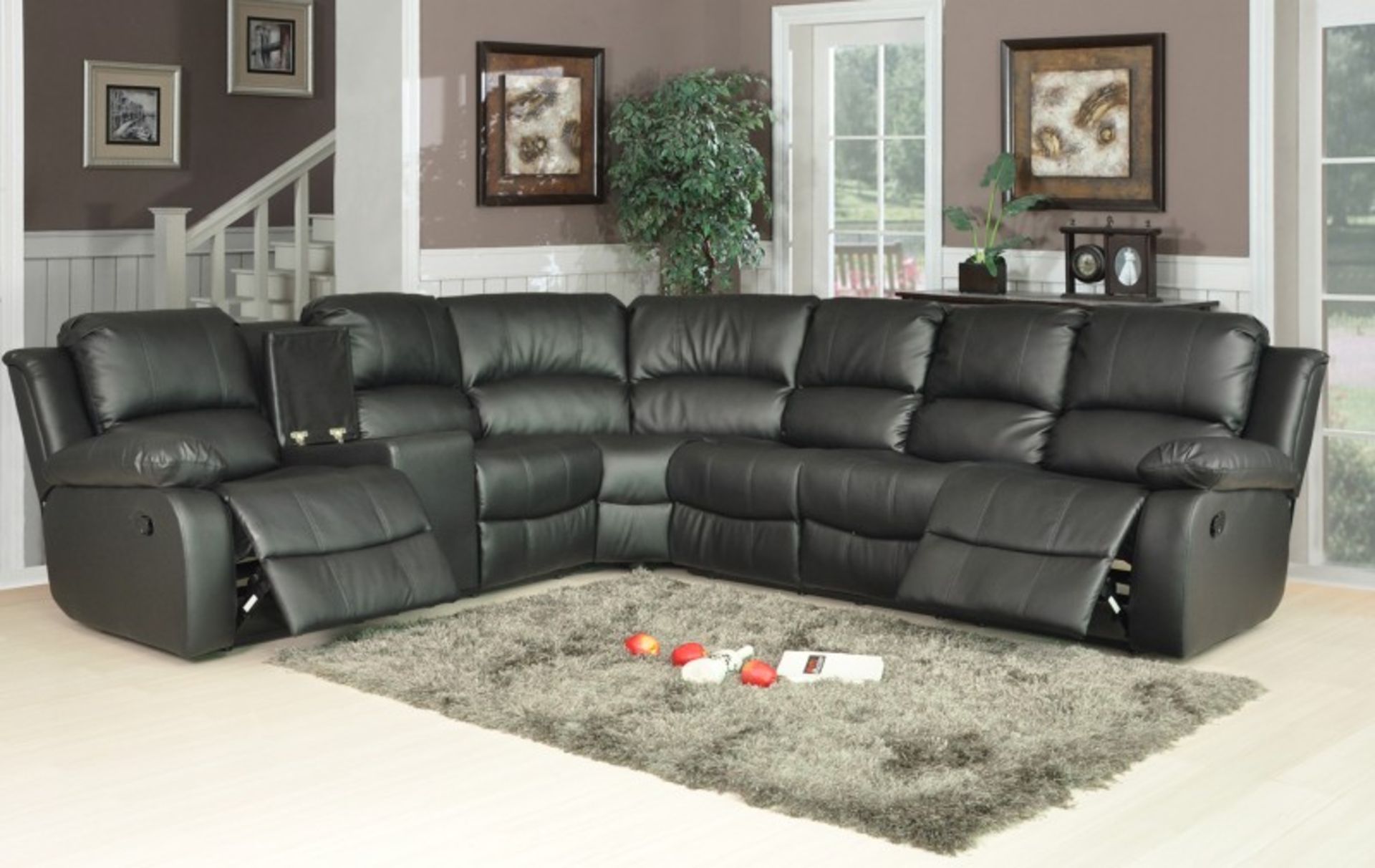 Brand new boxed direct from the manufacturers supreme valance black leather reclining corner sofa wi