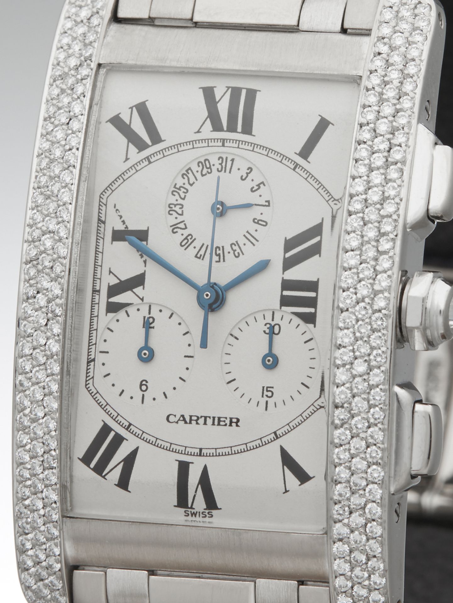 Cartier, Tank Americaine with after set Pave Diamonds 26mm 18k White Gold W2603356 or 2312 - Image 2 of 10