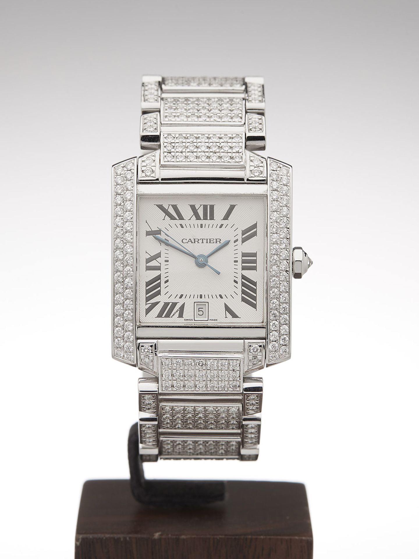 Cartier, Tank Francaise Automatic Diamonds 28mm 18k White Gold 2366 - Image 5 of 11