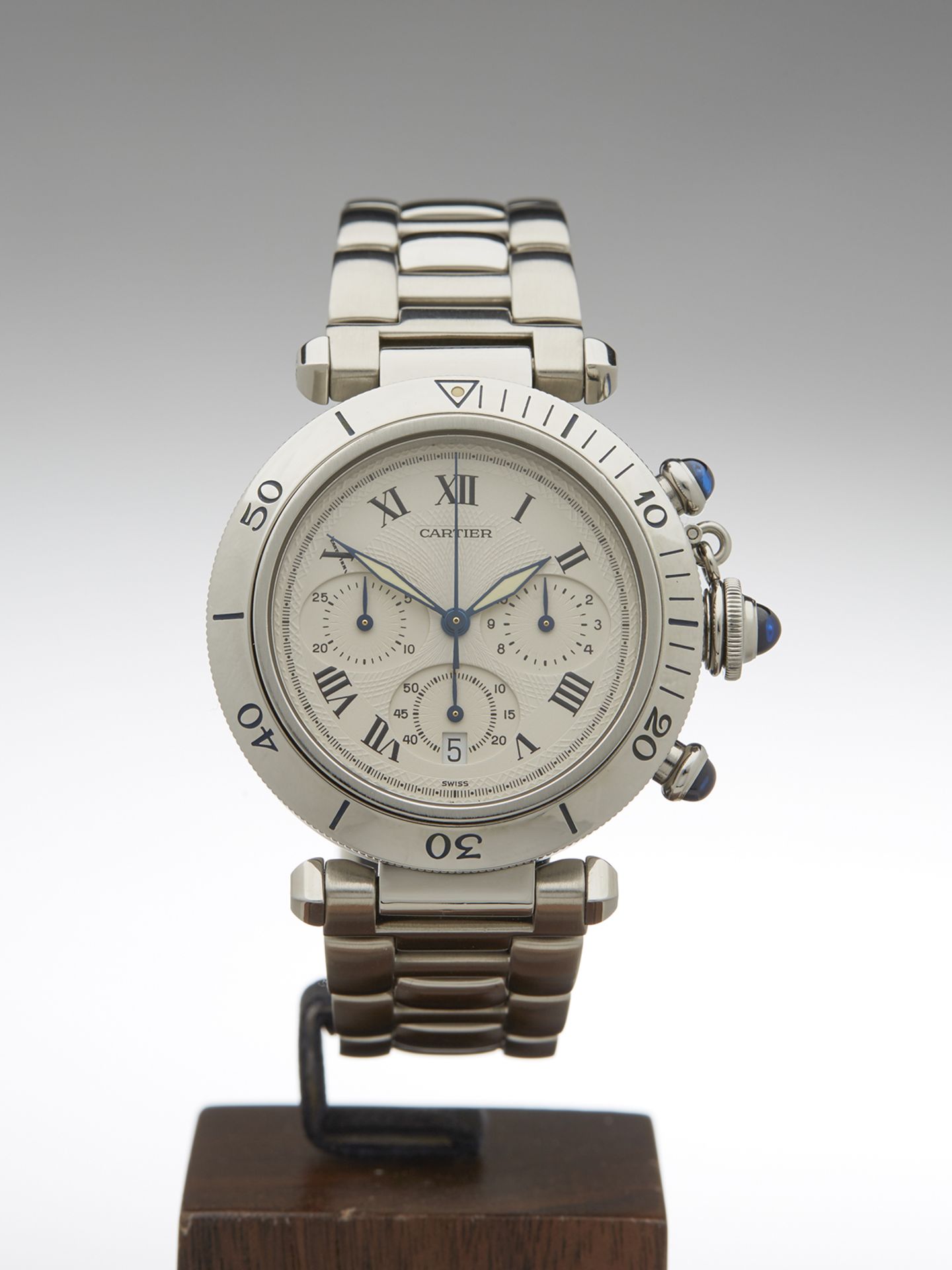 Cartier, Pasha Chronograph SS/SS 39mm Stainless Steel 1050 - Image 3 of 8