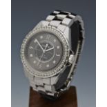 Chanel, J12 Grey Ceramic 38mm Diamond Automatic