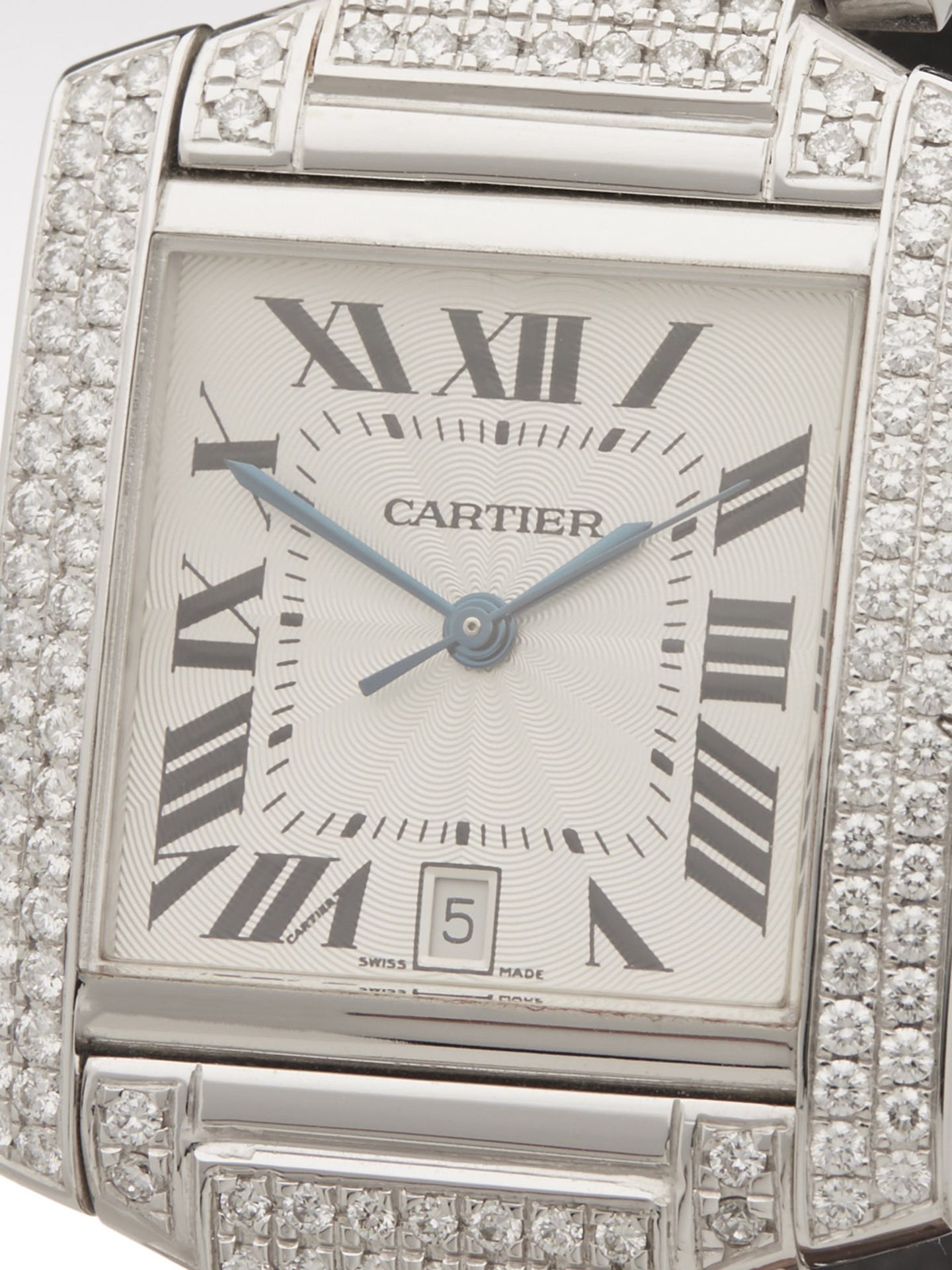 Cartier, Tank Francaise Automatic Diamonds 28mm 18k White Gold 2366 - Image 2 of 11