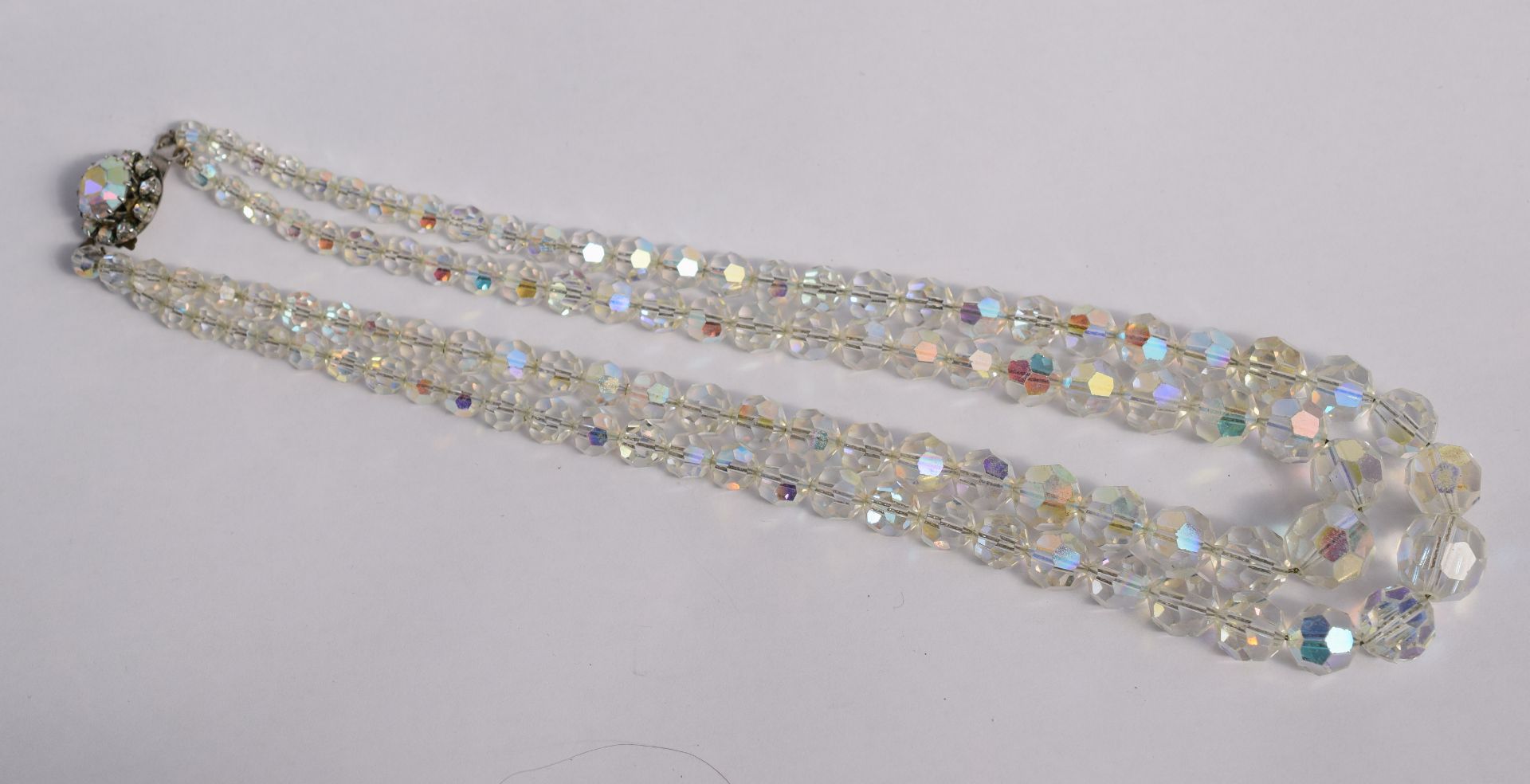 Ladies Vintage Art Deco Style Two Strand Crystal Necklace