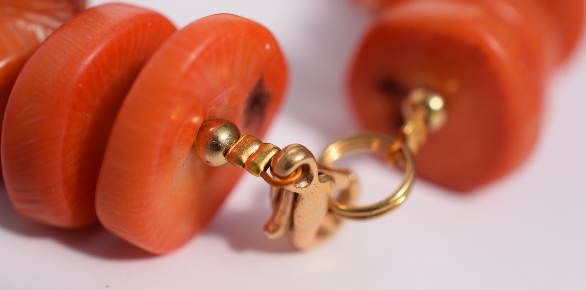 Set Of Three Oriental Necklaces In Amber, Coral and Cinnabar - Image 5 of 7