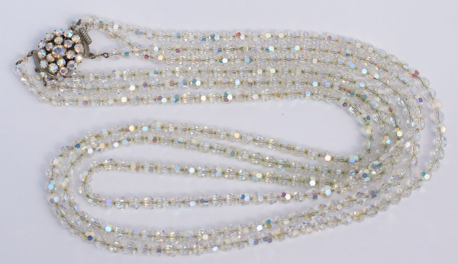 Ladies Vintage Art Deco Style Three Strand Crystal Necklace