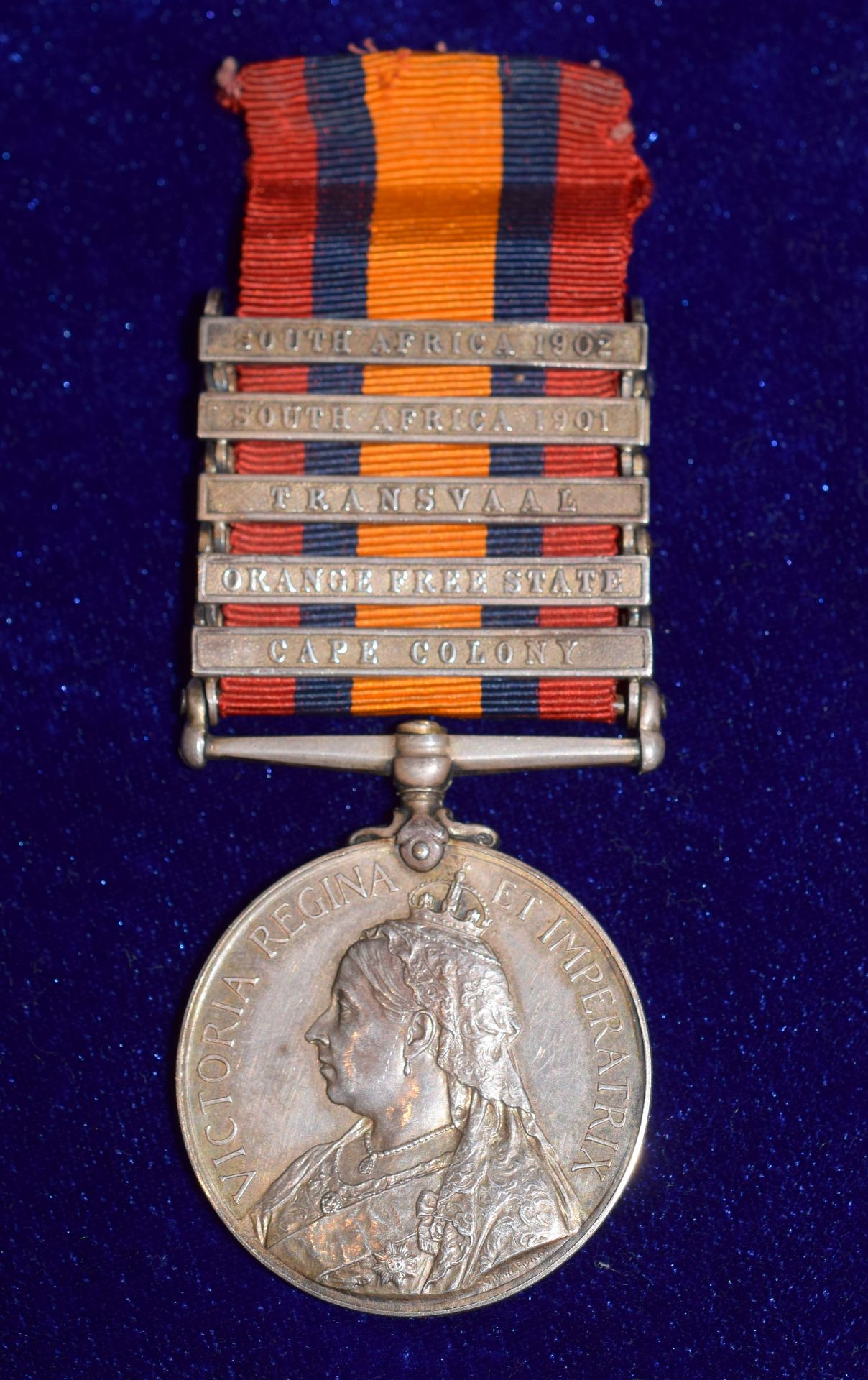 Silver Boer War Medal With 5 Bars