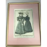 19th CENTURY FRENCH FASHION PRINT - COSTUMES PARISIENS - PLATE NUMBER 2379 - 1826 - FRAMED AND