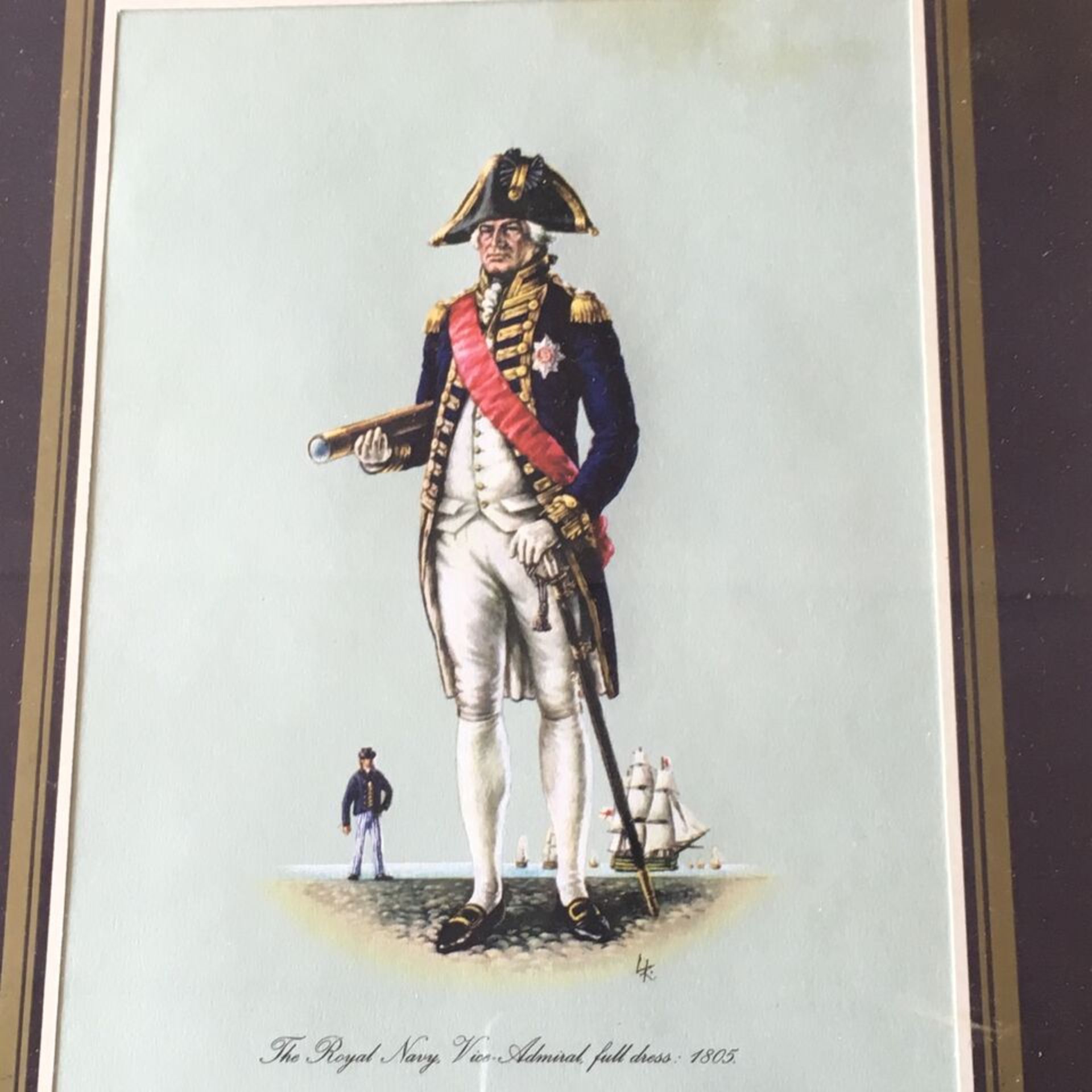 TWO MILITARY PRINTS - THE CORPS OF MARINES CAPTAIN 1790 and THE ROYAL NAVY VICE ADMIRAL FULL DRESS - Image 2 of 3