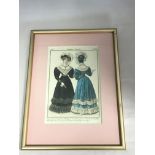 19th CENTURY FRENCH FASHION PRINT - COSTUMES PARISIENS - PLATE NUMBER 2404 - 1826 - FRAMED AND