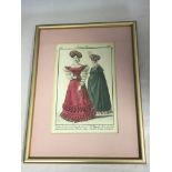 19th CENTURY FRENCH FASHION PRINT - COSTUMES PARISIENS - PLATE NUMBER 2377 - 1826 - FRAMED AND