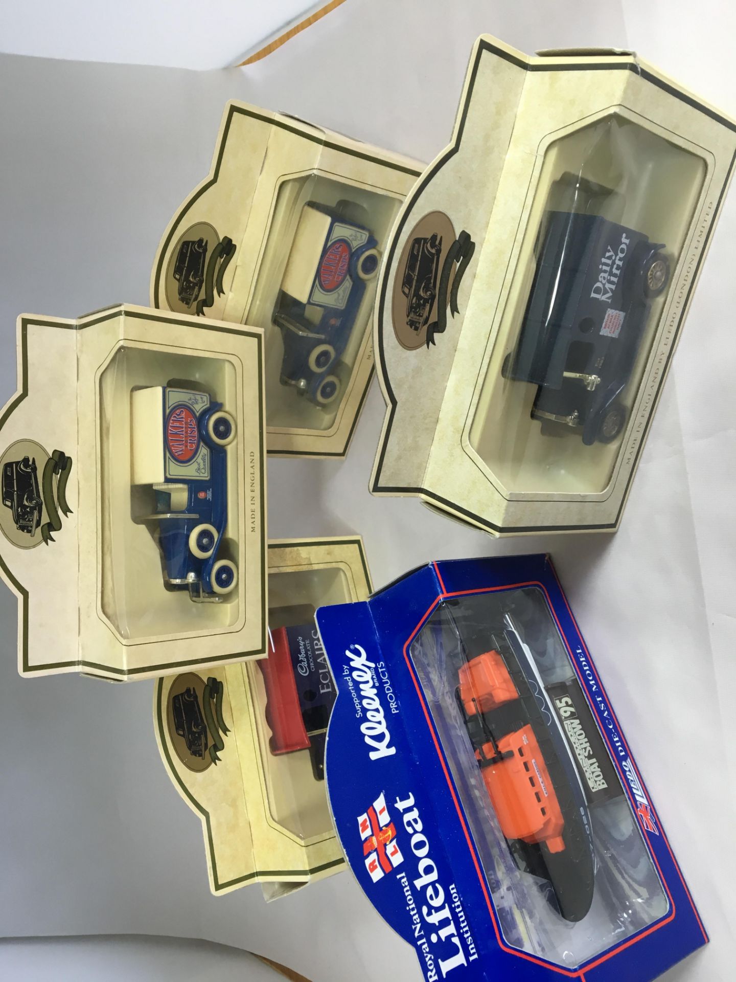 A GROUP OF FIVE LLEDO PROMOTIONAL BOXED DIE CAST VEHICLES. FREE UK DELIVERY. NO VAT.
