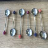 GROUP OF 6 VINTAGE SILVER PLATED COFFEE BEAN SPOONS. FREE UK DELIVERY. NO VAT.